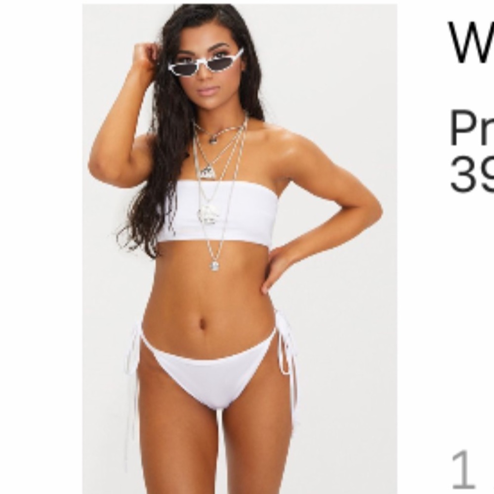 PrettyLittleThing White Bandeau Swimsuit
